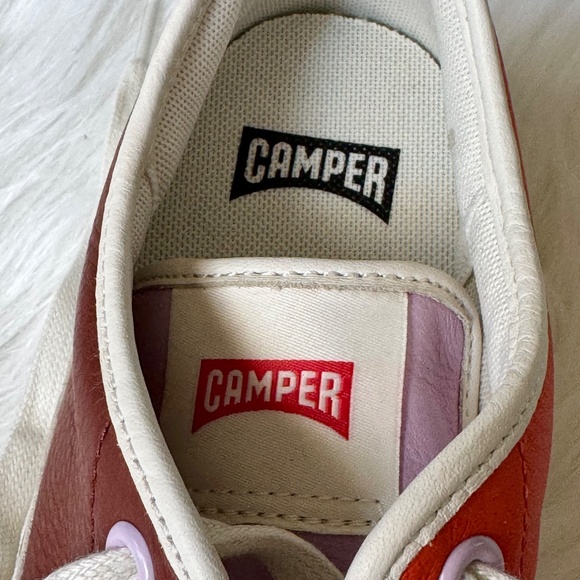 Camper Multicolor Leather Platform Sneakers Cream Orange Lilac US Size 9 - Picture 4 of 13